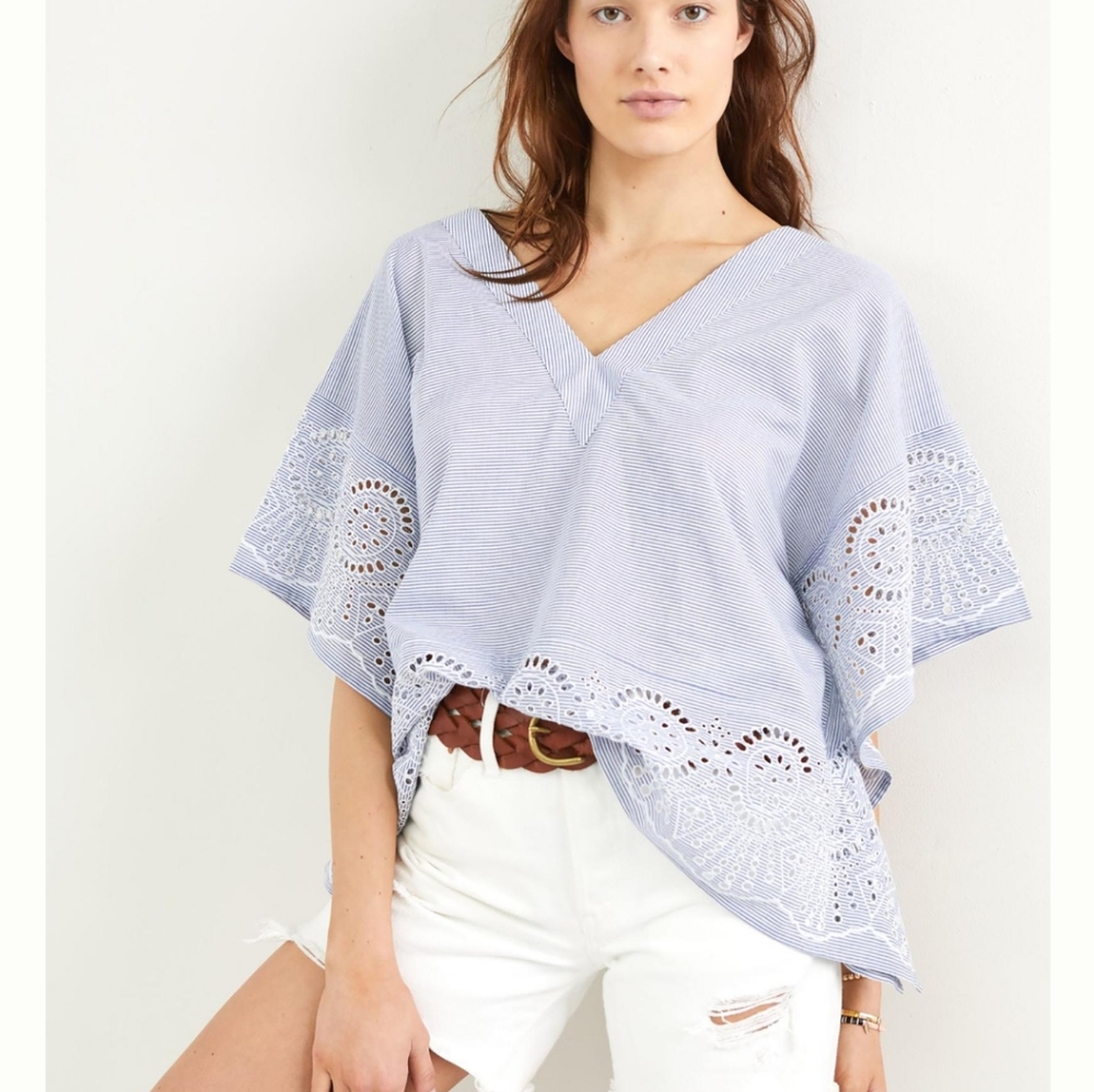 Anthropologie Stripe Pincho Too One Size NWT Blue